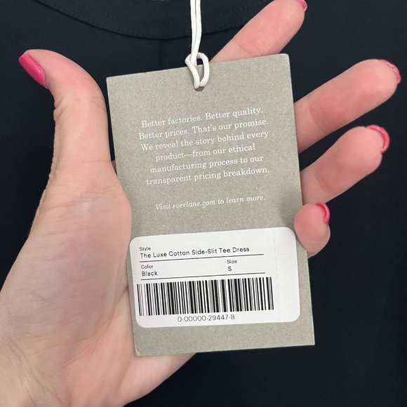 NWT Everlane The Luxe Cotton Side Slit Black Short Cap Sleeve Tee Dress Small S - Picture 7 of 10